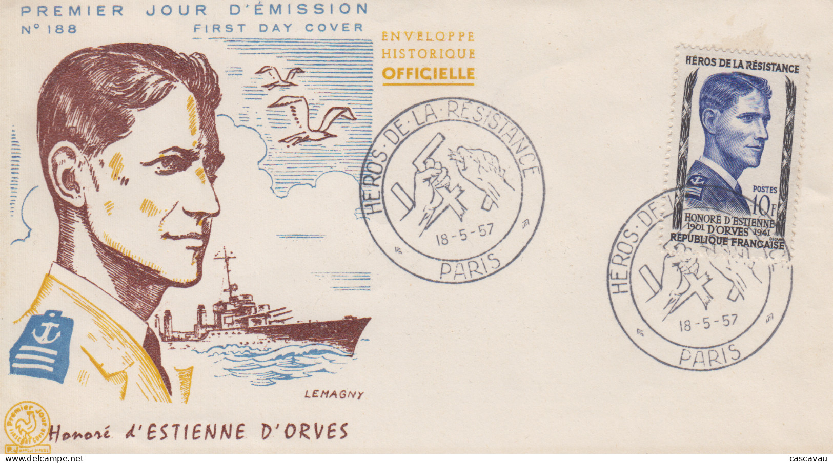 Enveloppe  FDC  1er  Jour   FRANCE    Héros  De  La   Résistance   Pierre   BROSSOLETTE   1957 - 1950-1959