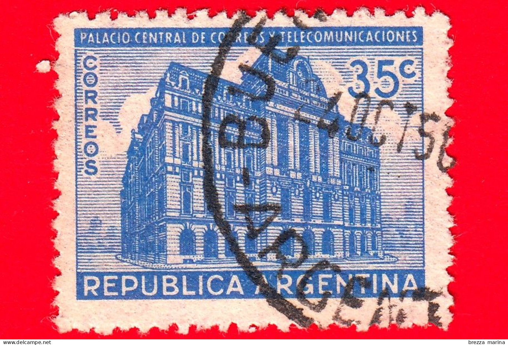 ARGENTINA - Usato - 1945 - Edificio Dell'ufficio Postale, Buenos Aires - 35 - Oblitérés