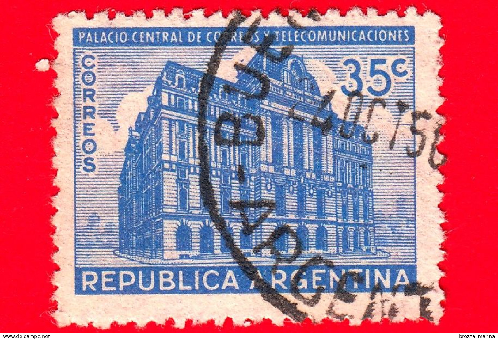 ARGENTINA - Usato - 1945 - Edificio Dell'ufficio Postale, Buenos Aires - 35 - Usados