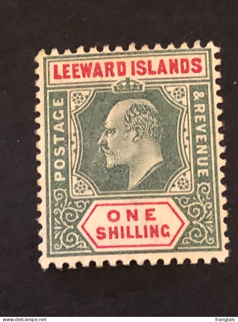 SG 26  1s Green And Carmine MH * - Leeward  Islands