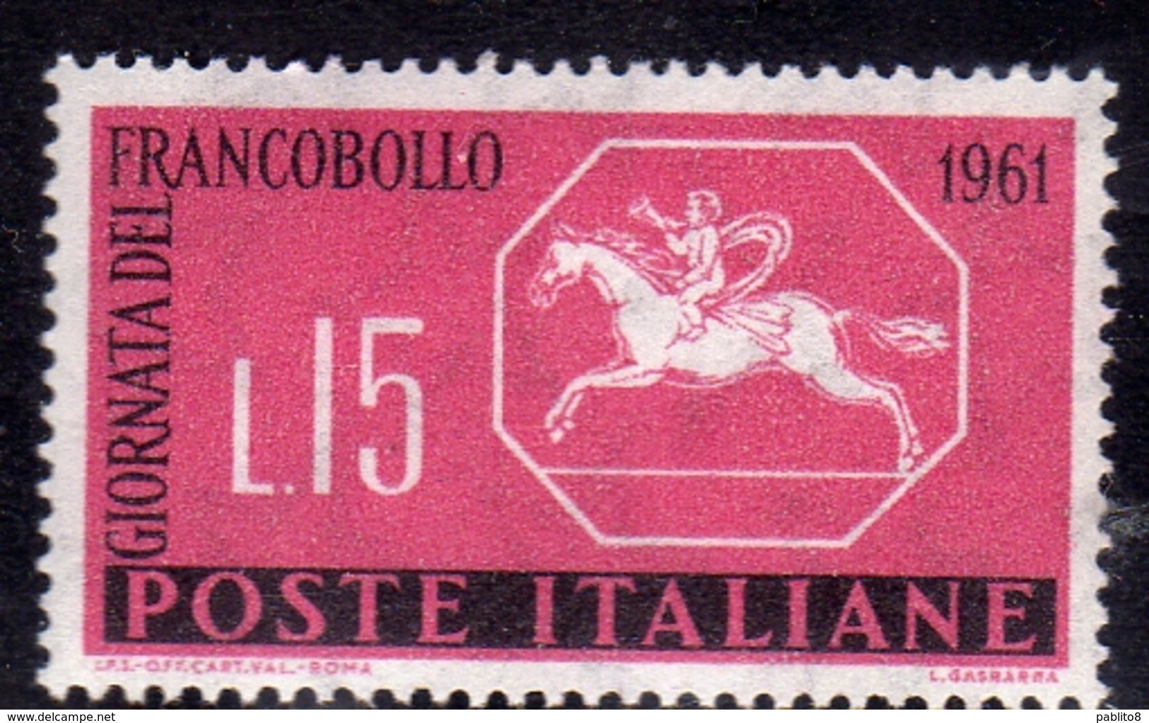 ITALIA REPUBBLICA ITALY REPUBLIC 1961 III 3 GIORNATA DEL FRANCOBOLLO 3th STAMP DAY MNH - 1961-70: Nieuw/plakker