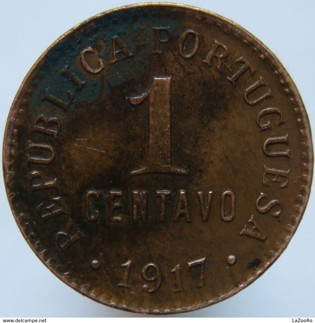 LaZooRo: Portugal 1 Centavo 1917 VF / XF - Portugal