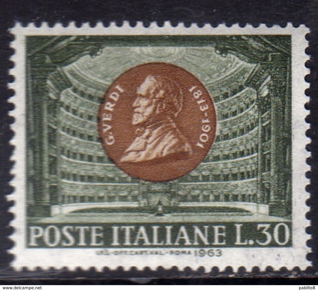 ITALIA REPUBBLICA ITALY REPUBLIC 1963 GIUESEPPE VERDI 150° ANNIVERSARIO NASCITA BIRTH ANNIVERSARY MNH - 1961-70: Mint/hinged