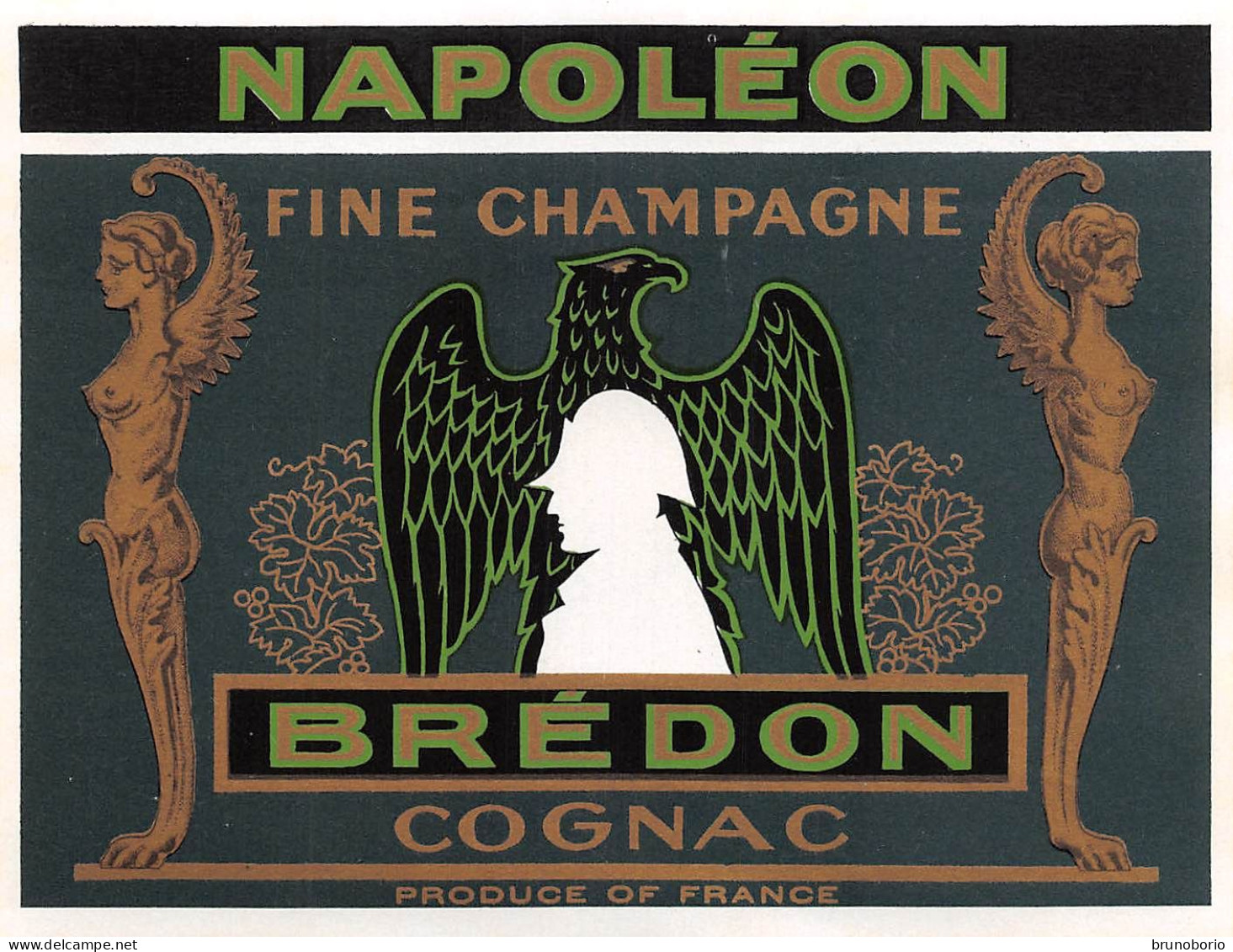 00048 "NAPOLEON FINE CHAMPAGNE - DREDON COGNAC - PRODUCE OF FRANCE" ETICH. ORIG. ANIMATA - Alcools & Spiritueux