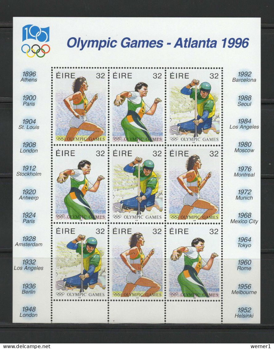 Ireland 1996 Olympic Games Atlanta, Kayaking Etc. Sheetlet MNH - Sommer 1996: Atlanta