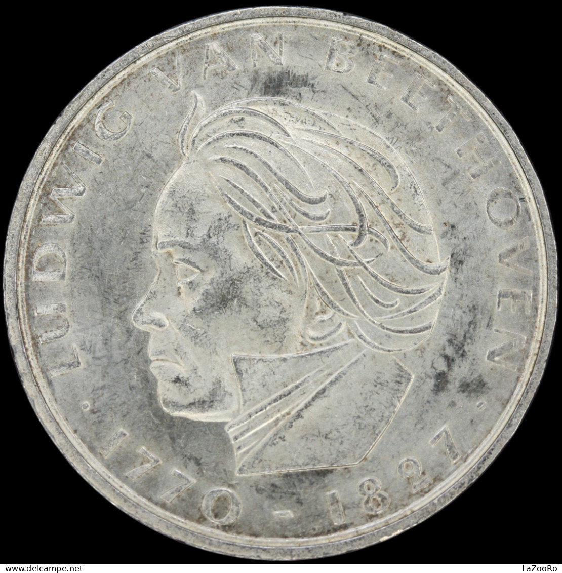 LaZooRo: Germany 5 MARK 1970 F UNC Beethoven - Silver - Commémoratives