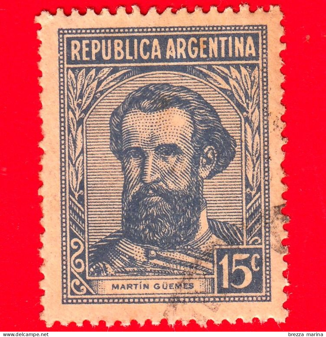 ARGENTINA - Usato - 1942 - Martín Miguel De Güemes (1785-1821) - 15 - Oblitérés