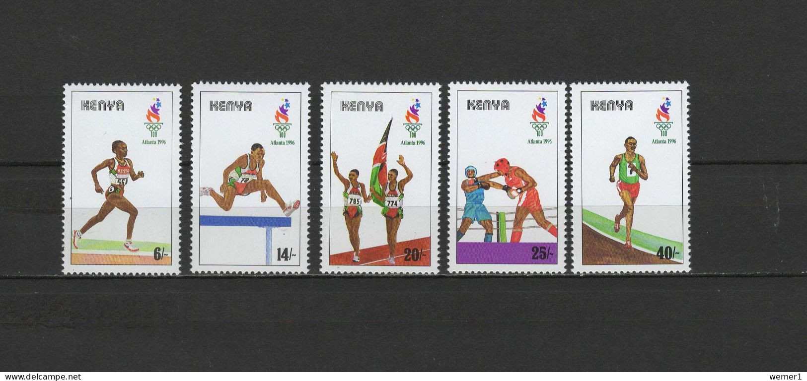 Kenya 1996 Olympic Games Atlanta, Athletics, Boxing Set Of 5 MNH - Sommer 1996: Atlanta