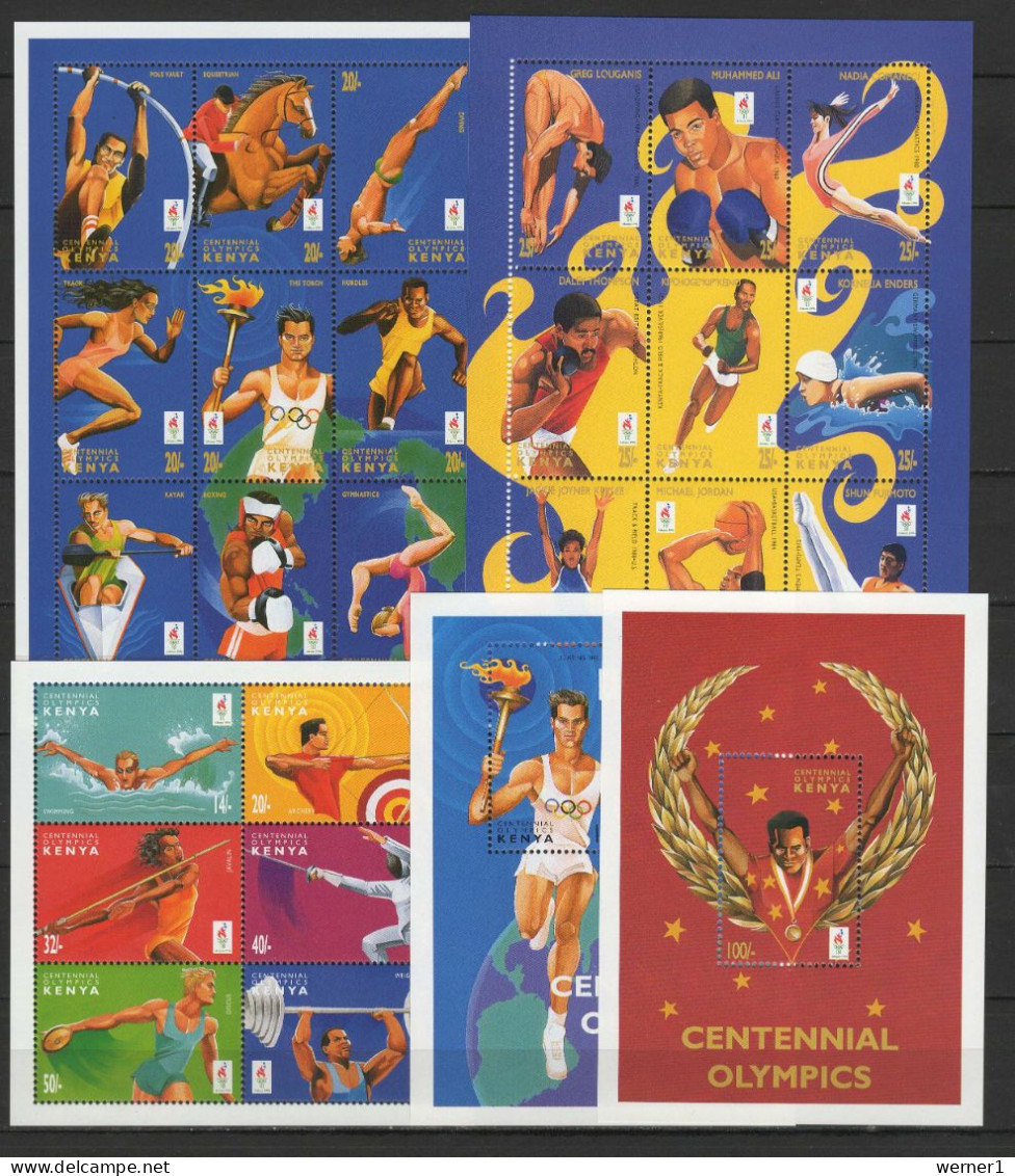 Kenya 1996 Olympic Games Atlanta, Athletics, Equestrian, Fencing Etc. Set Of 3 Sheetlets + 2 S/s MNH - Zomer 1996: Atlanta