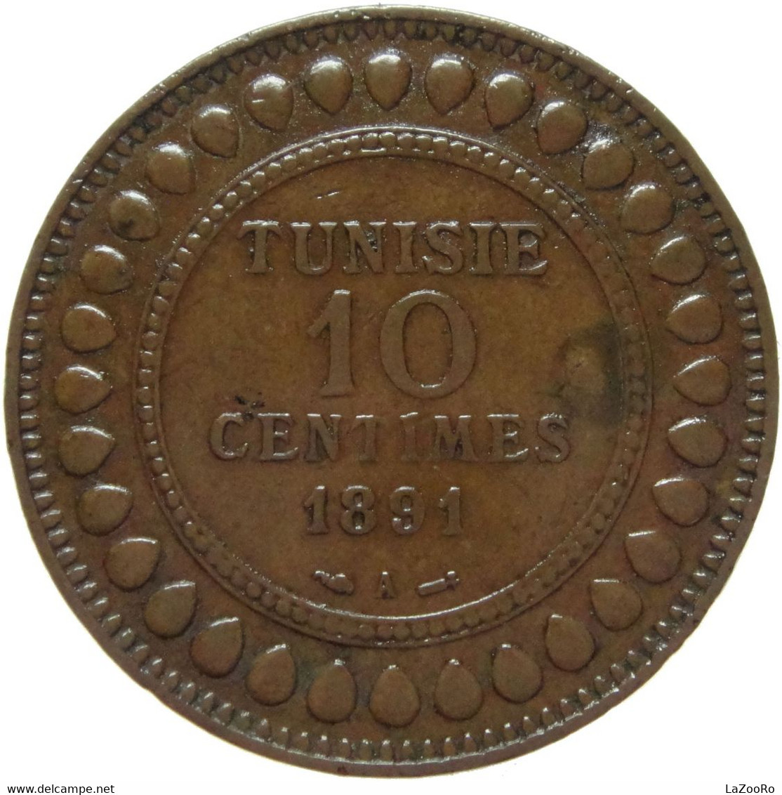 LaZooRo: Tunisia 10 Centimes 1891 XF - Tunesien