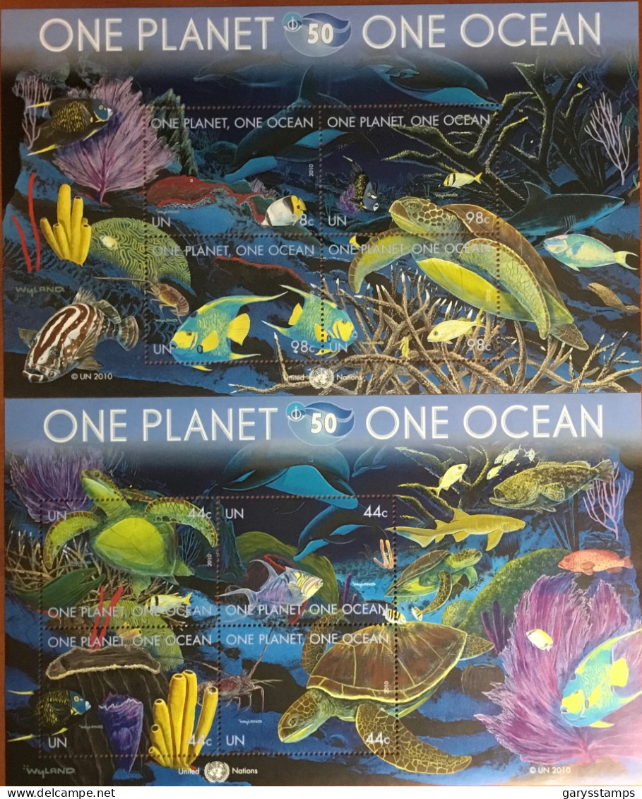 United Nations New York 2010 One Planet One Ocean Marine Life Sheetlet Set MNH - Marine Life