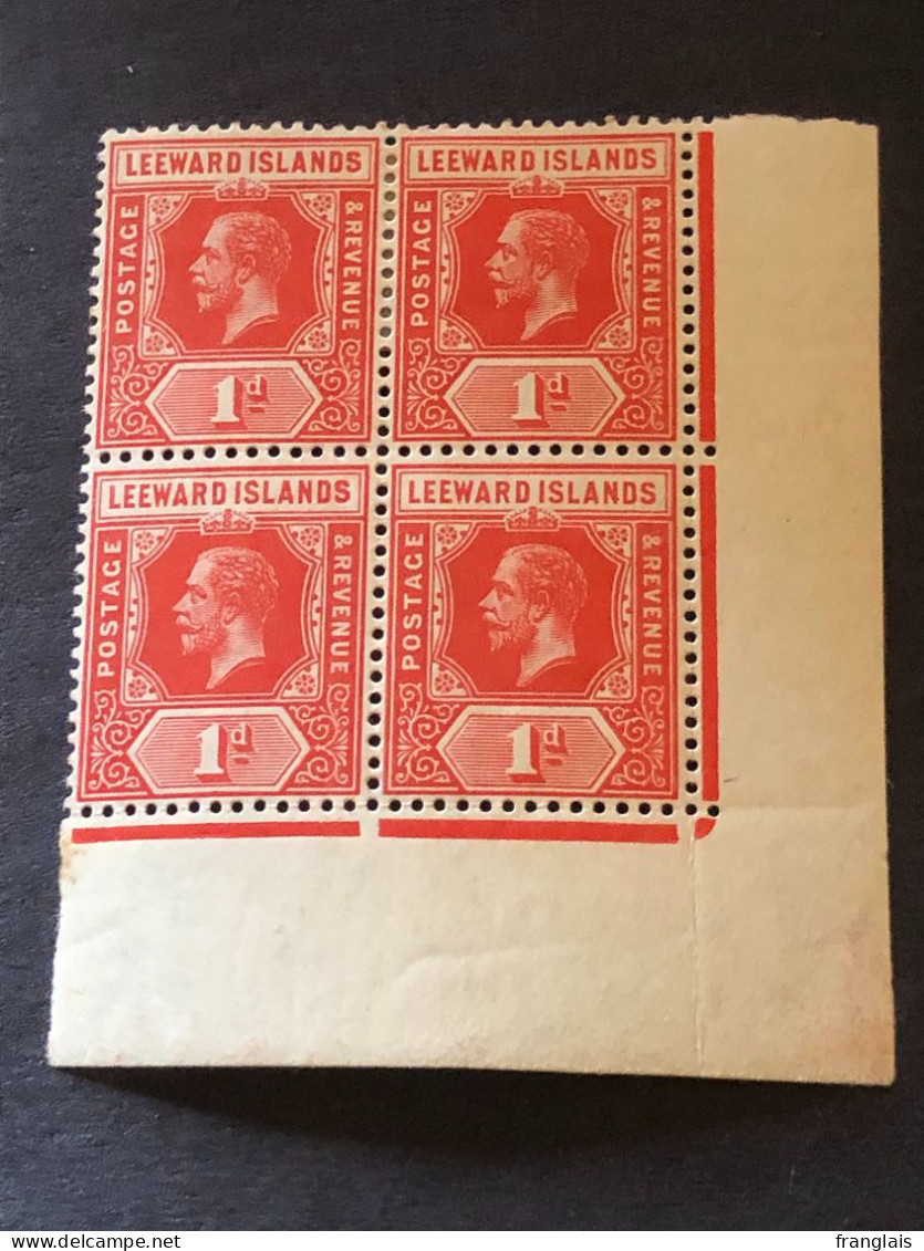 SG 48  1d Red, Block Of Four  MH*/MNH** - Leeward  Islands