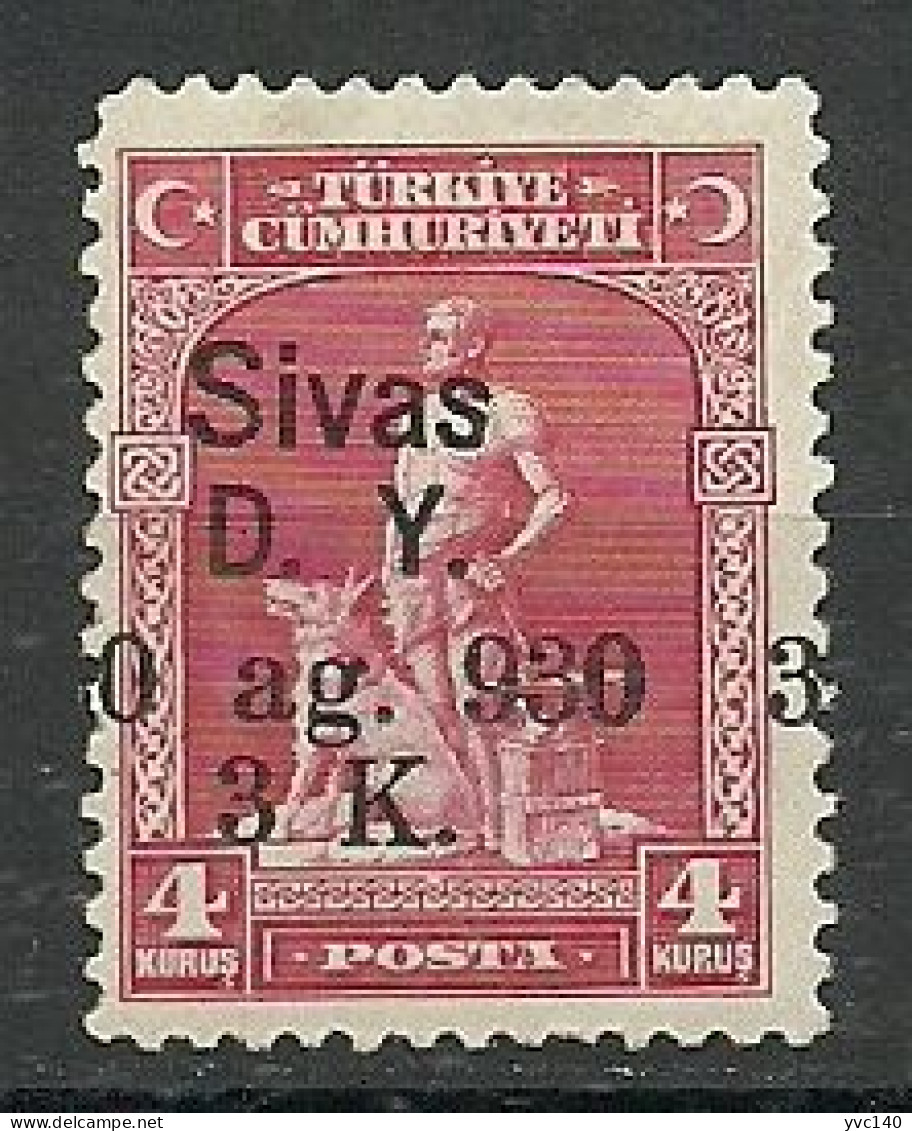 Turkey; 1930 Ankara-Sivas Railway Stamp ERROR "Shifted Overprint" MNH** - Nuovi