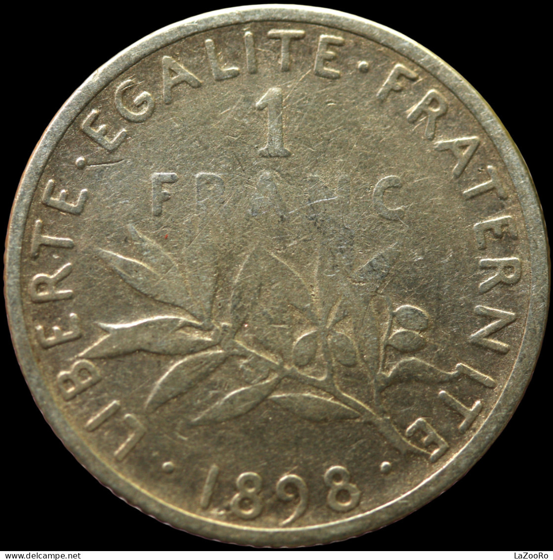 LaZooRo: France 1 Franc 1898 F / VF - Silver - 1 Franc