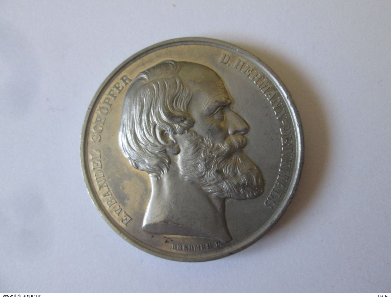 Rare! 1875 Prussia Silvered Medal Commemorating Ernst Von Badel,creator Of The Statue Of Hermann The Liberator - Germania