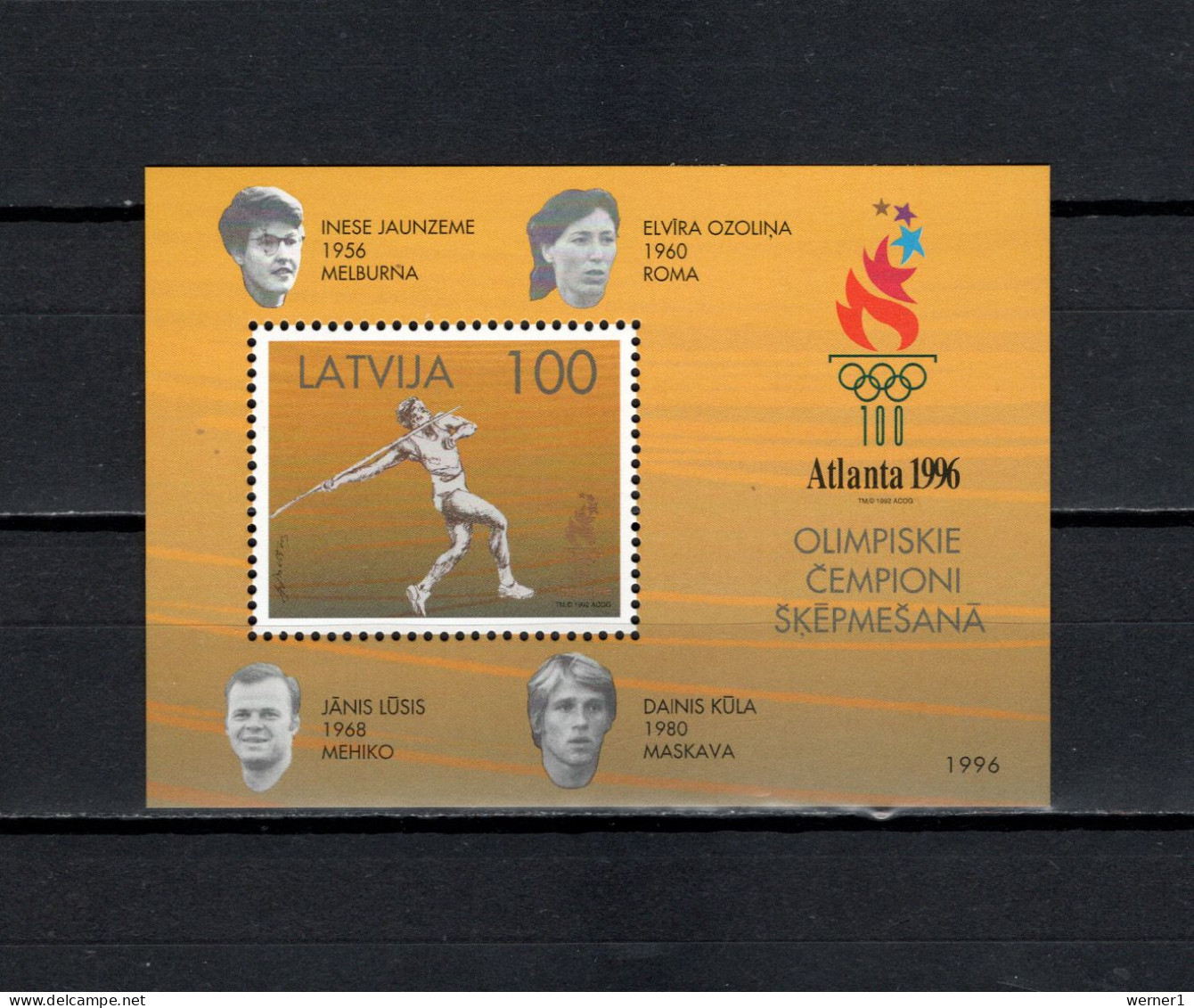 Latvia 1996 Olympic Games Atlanta, Javelin S/s MNH - Summer 1996: Atlanta