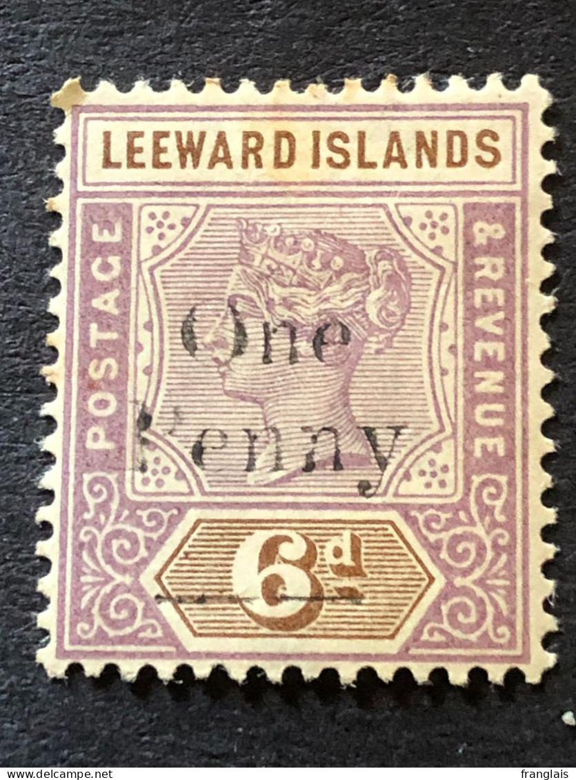 LEEWARD ISLANDS  SG 18  1d On 6d Mauve And Brown MH* - Leeward  Islands