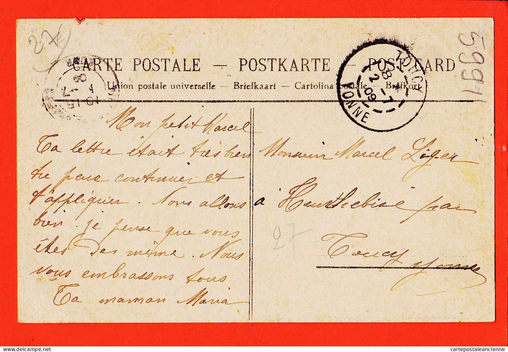 35953 / TILLIERES-AVRE  27-Eure Usine Cote VERNEUIL 1909 De Maria à Marcel LEGER Heurthebise Toucy-PAUTEL Journal - Tillières-sur-Avre