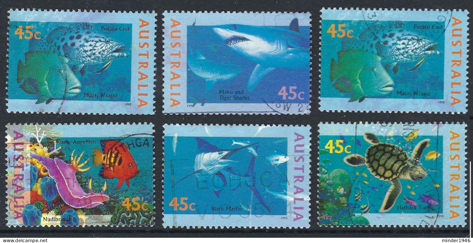 AUSTRALIA 1995 45c Multicoloured, Marine Life Set SG1563/68 FU - Gebruikt