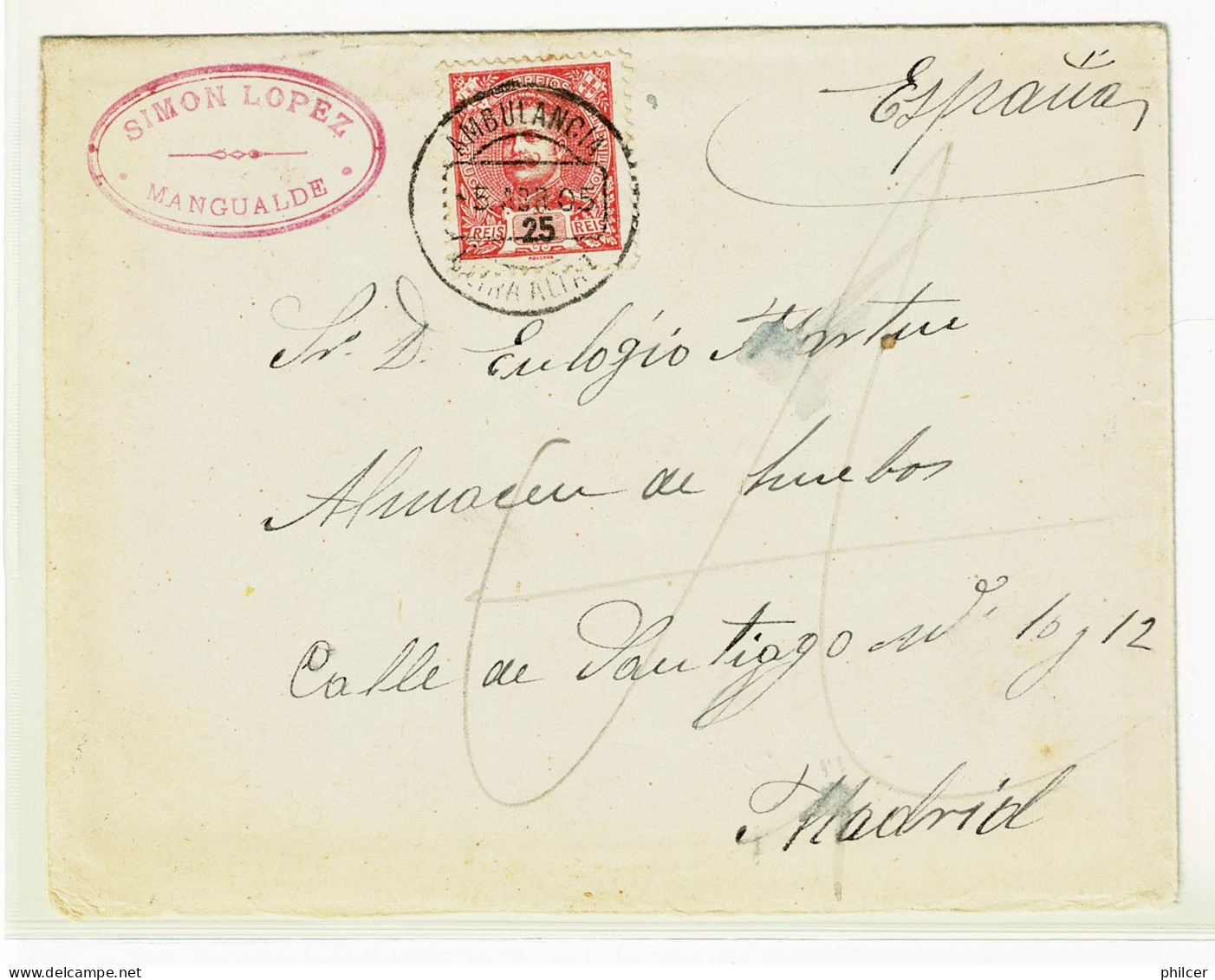 Portugal, 1905, # 141, Para Madrid - Brieven En Documenten