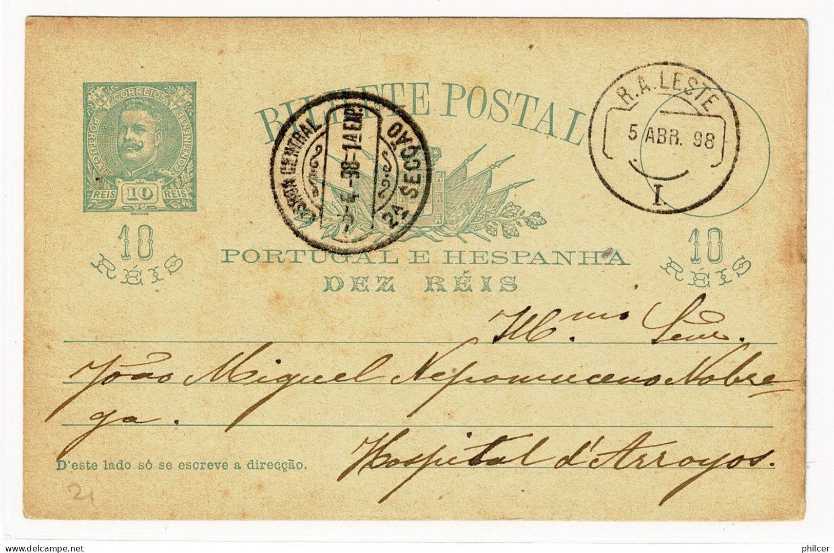 Portugal, 1898, # BP 23, Para Hospital De Arroyos - Storia Postale