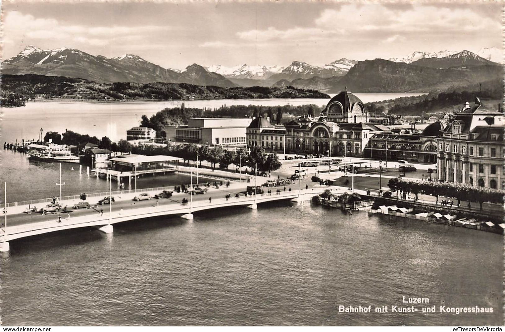 SUISSE - Luzern - Bahnhof Mit Kunst - Und Kongresshaus - Vue Sur Le Pont - Voiture - Animé - Carte Postale Ancienne - Luzern