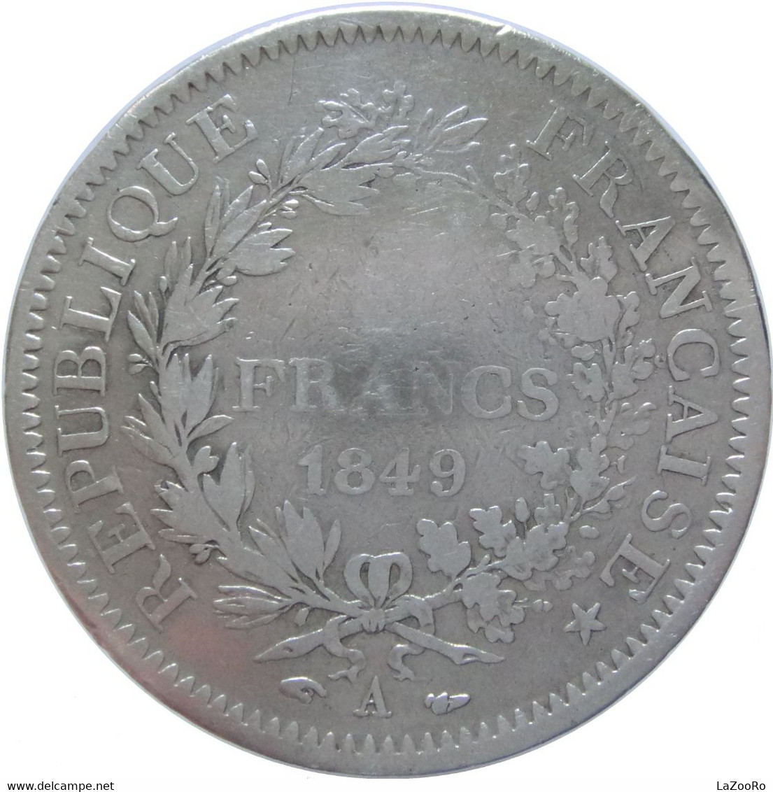 LaZooRo: France 5 Francs 1849 A F - Silver - 5 Francs