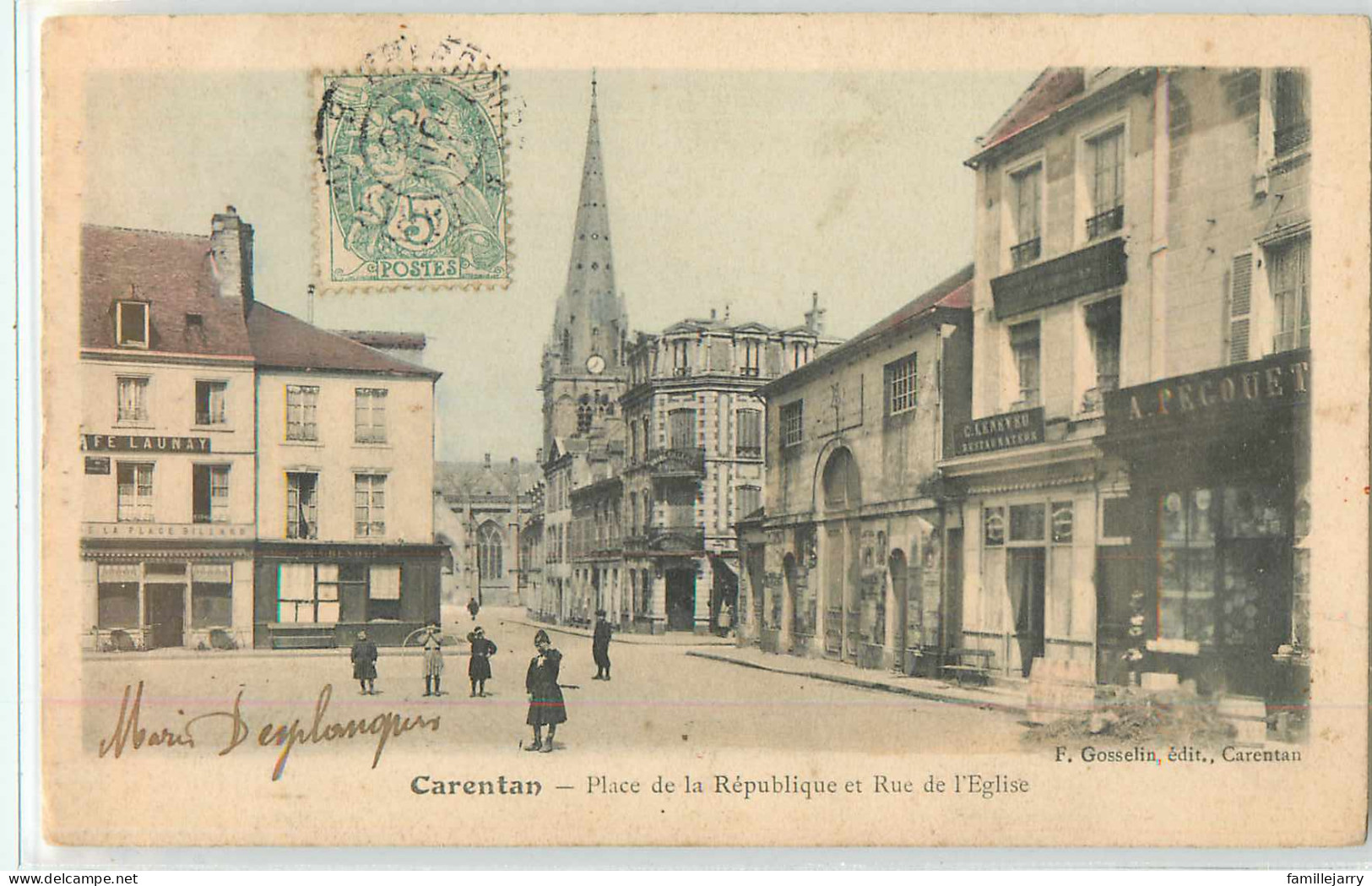 21068 - CARENTAN - PLACE DE LA REPUBLIQUE ET RUE DE L EGLISE - Carentan