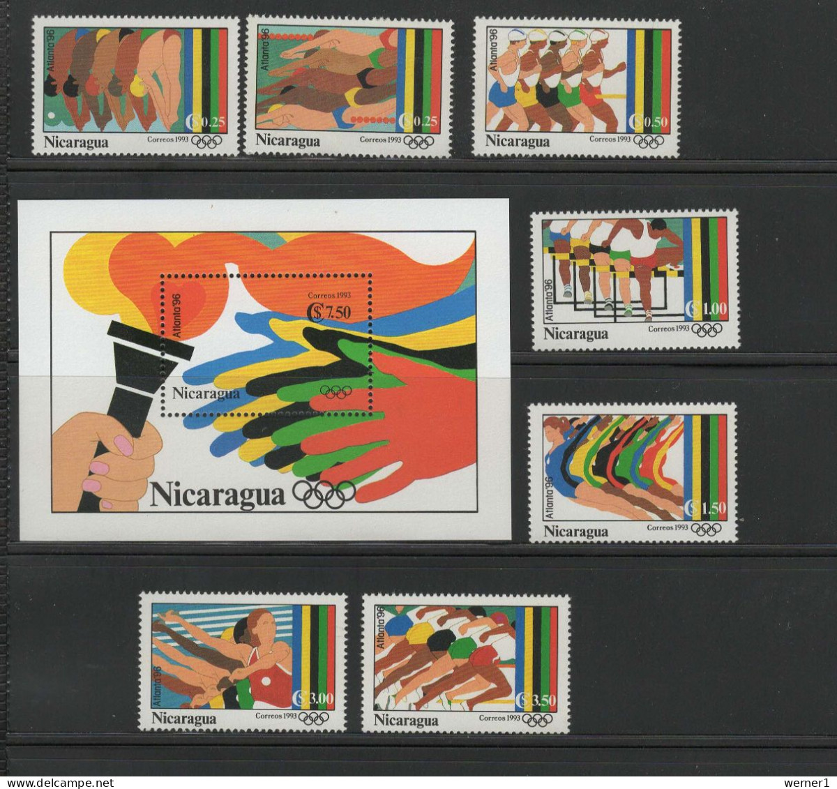 Nicaragua 1993 Olympic Games Atlanta, Set Of 7 + S/s MNH - Ete 1996: Atlanta