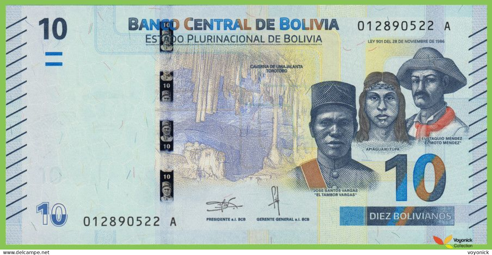 Voyo BOLIVIA 10 Bolivianos 2018 P248 B417a A UNC - Bolivien