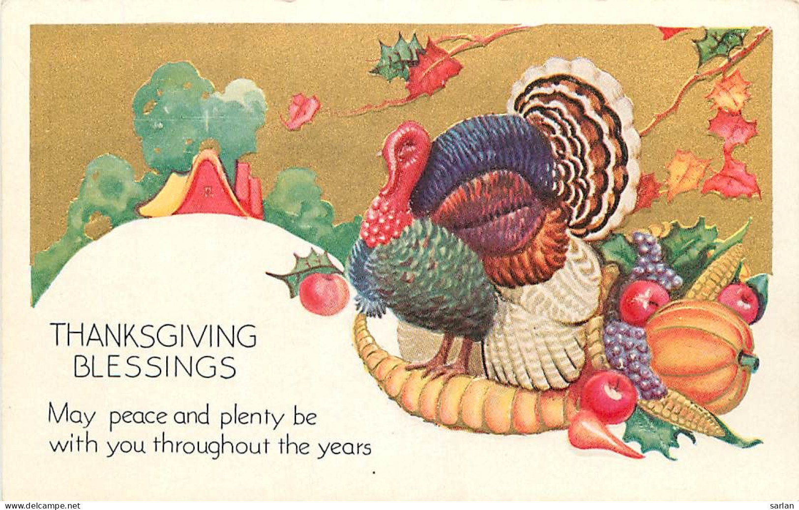  Thanksgiving Blessings , Catte Gaufrée , Embossed Card  , * 450 05 - Thanksgiving