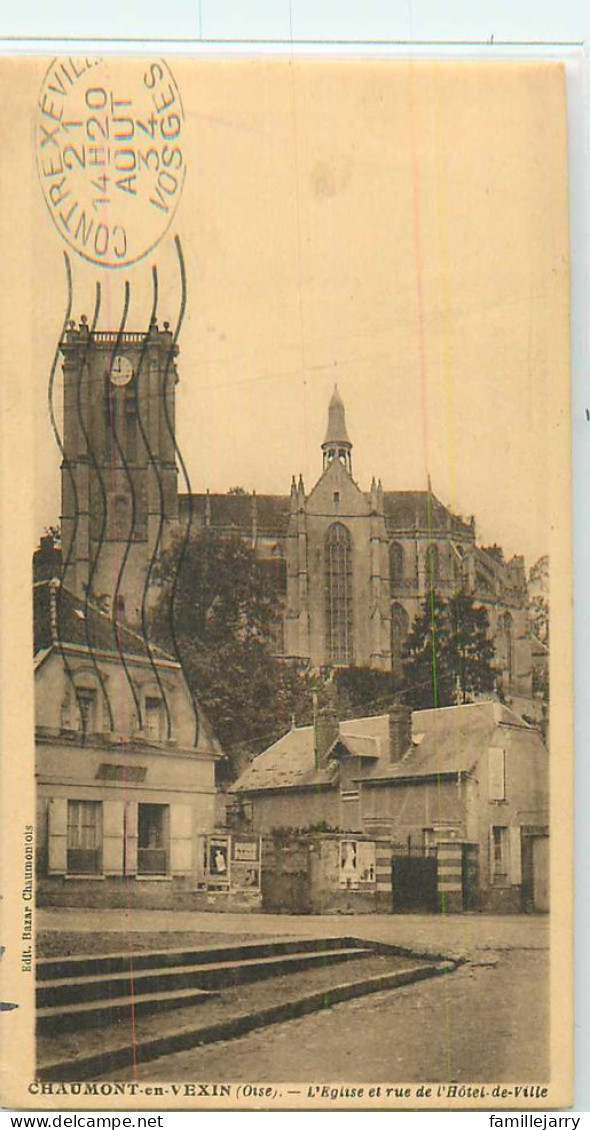 18175 - CHAUMONT EN VEXIN - L EGLISE ET RUE DE L HOTEL DE VILLE - Chaumont En Vexin