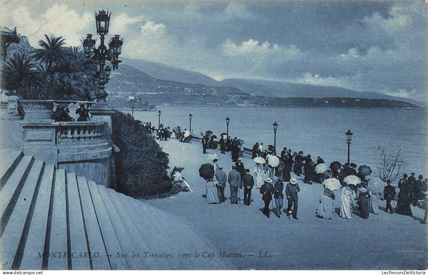 MONACO - Monte Carlo - Vue Sur Les Terrasses - Vers Le Cap Martin - L L - Animé - La Mer - Carte Postale Ancienne - Monte-Carlo