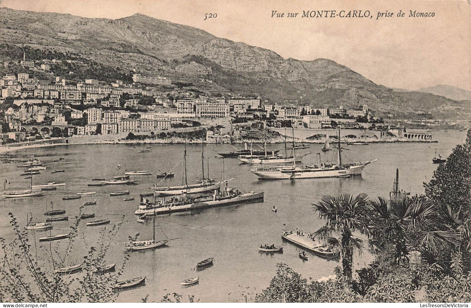 MONACO - Vue Sur Monte Carlo - Prise De Monaco - Vue D'ensemble De La Ville - Bateaux - Animé - Carte Postale Ancienne - Monte-Carlo