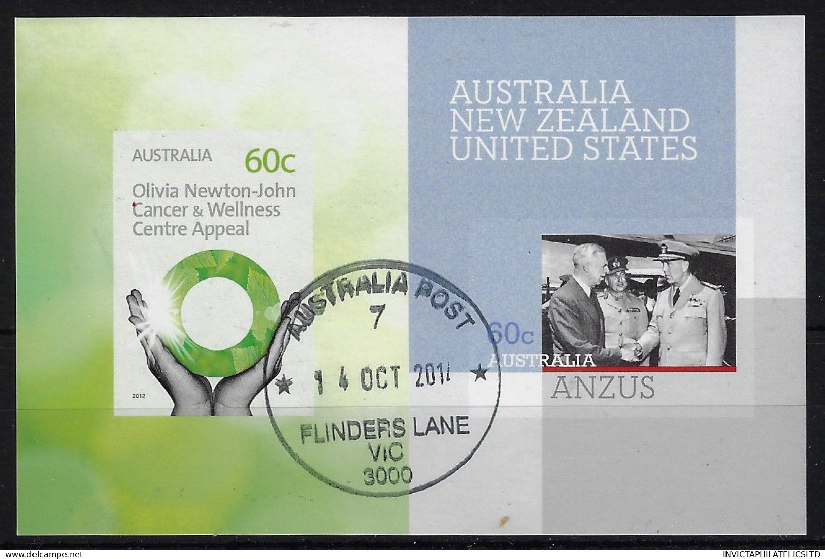 AUSTRALIA 2011 OLIVIA / AN2US IMPERF MINI SHEET FINE USED - ONLY IN YEAR BOOK - Usados