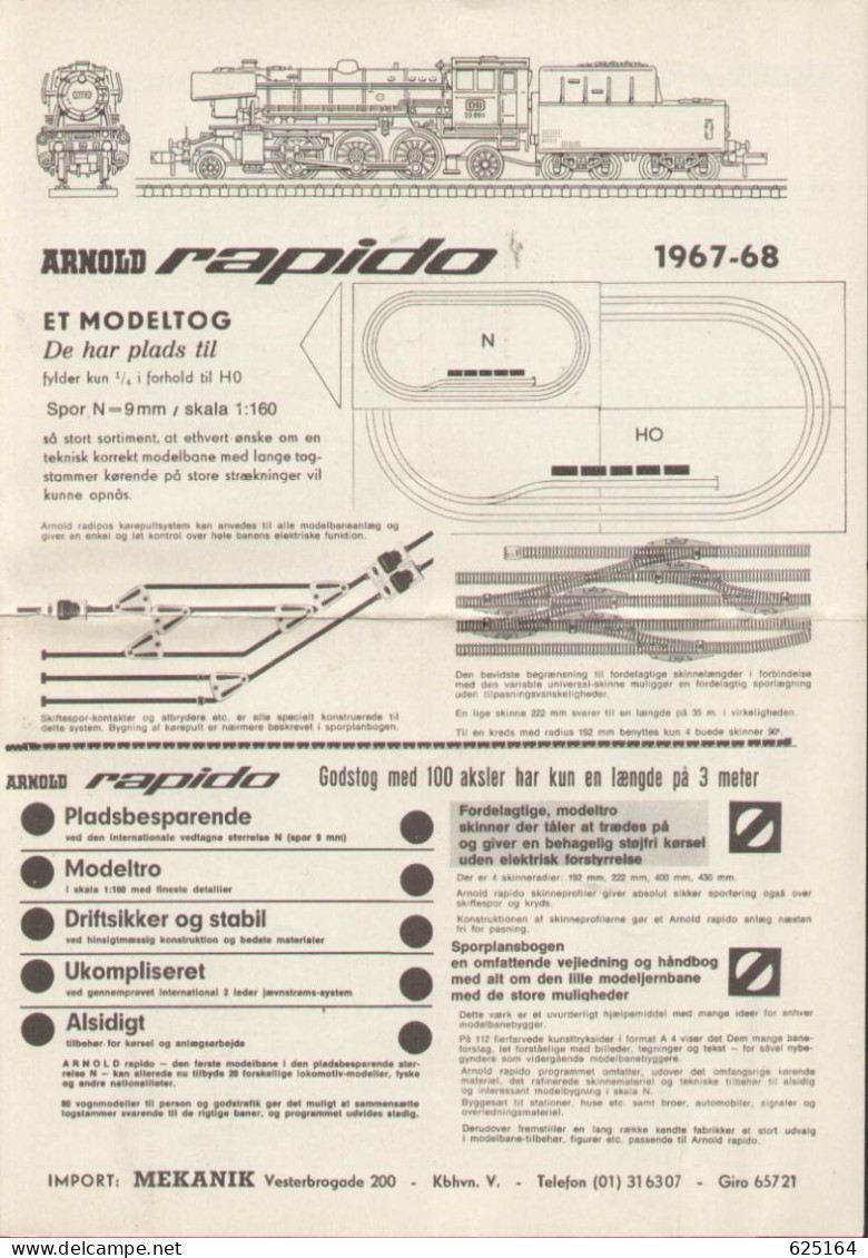 Catalogue ARNOLD RAPIDO 1967/68 PRIS - BESTILLINGSLISTE Spor N Skala 1/160 - En Danois - Sin Clasificación