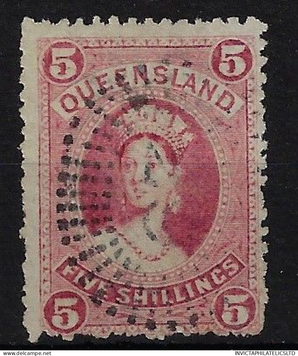 AUSTRALIA: QUEENSLAND 5/- USED, THIN PAPER PERF 12 1/2 - Usados