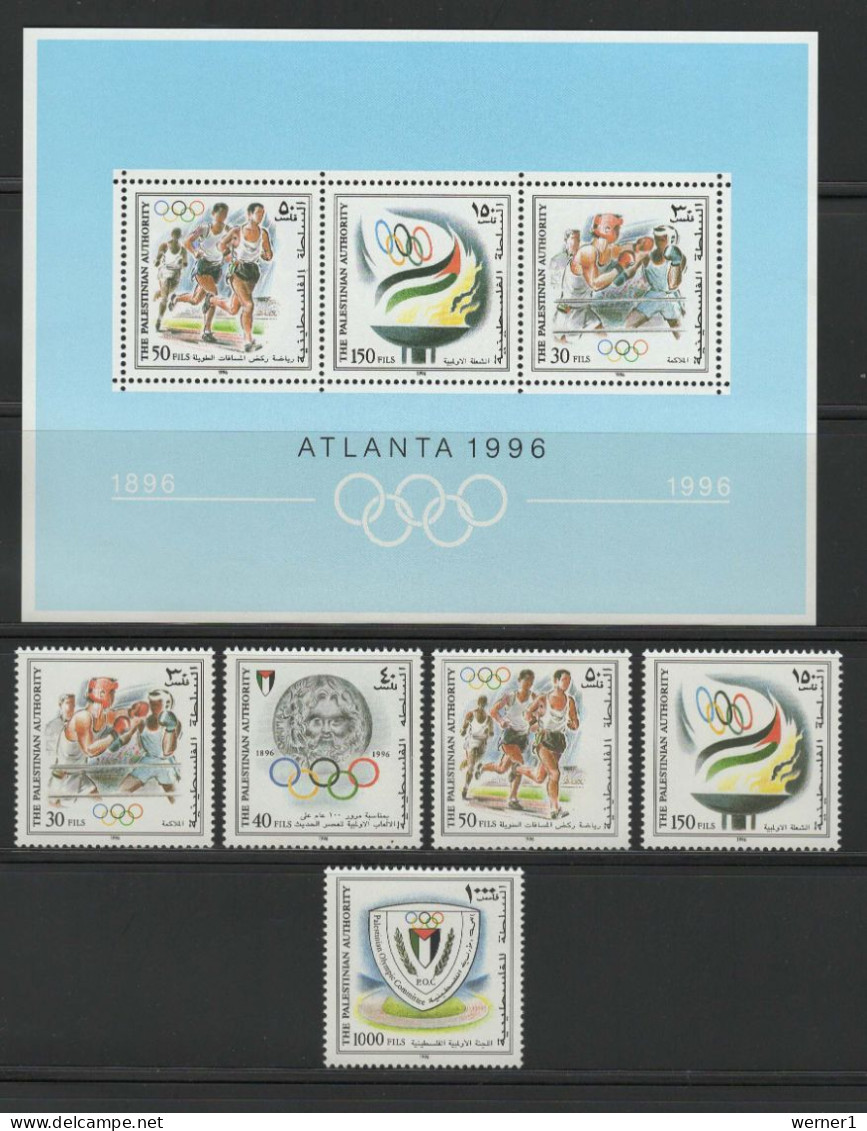 Palestine 1996 Olympic Games Atlanta, Boxing Etc. Set Of 4 + S/s MNH - Estate 1996: Atlanta