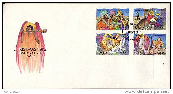 Zm0708f Zambia 1992, SG708-711, Christmas, FDC - Zambia (1965-...)