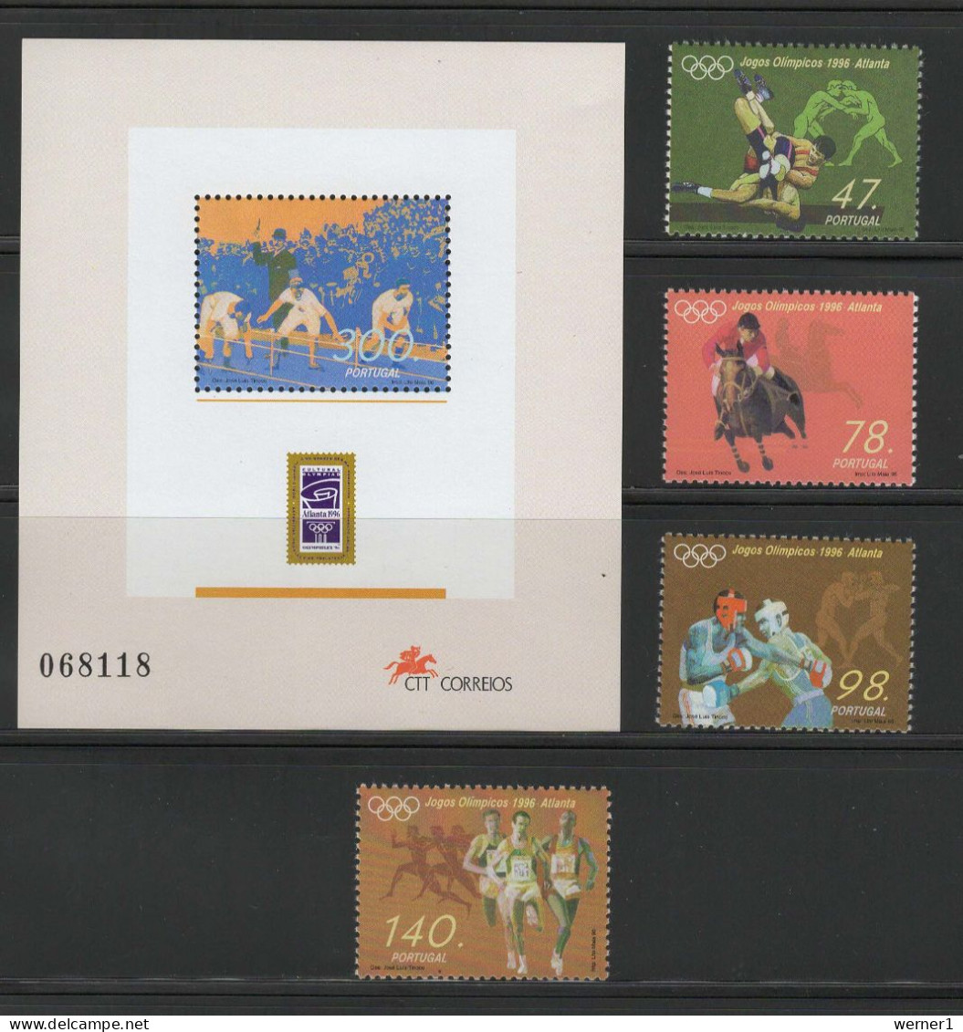 Portugal 1996 Olympic Games Atlanta, Boxing, Equestrian, Wrestling Etc. Set Of 4 + S/s MNH - Ete 1996: Atlanta