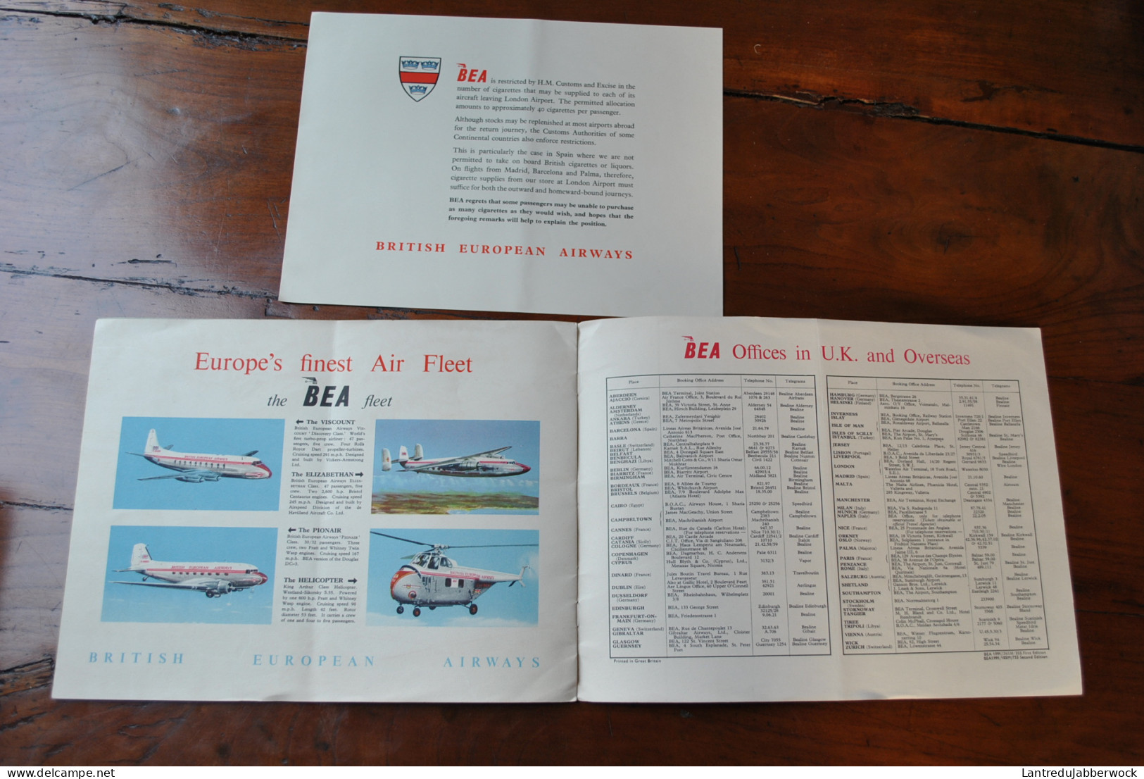 MAGAZINE BEA FLIGHT GUIDE BRITISH EUROPEAN AIRWAYS MAPS & INFORMATION PUBLICITE BP DUNLOP PETROLE ADVERTISING Avion - Werbung