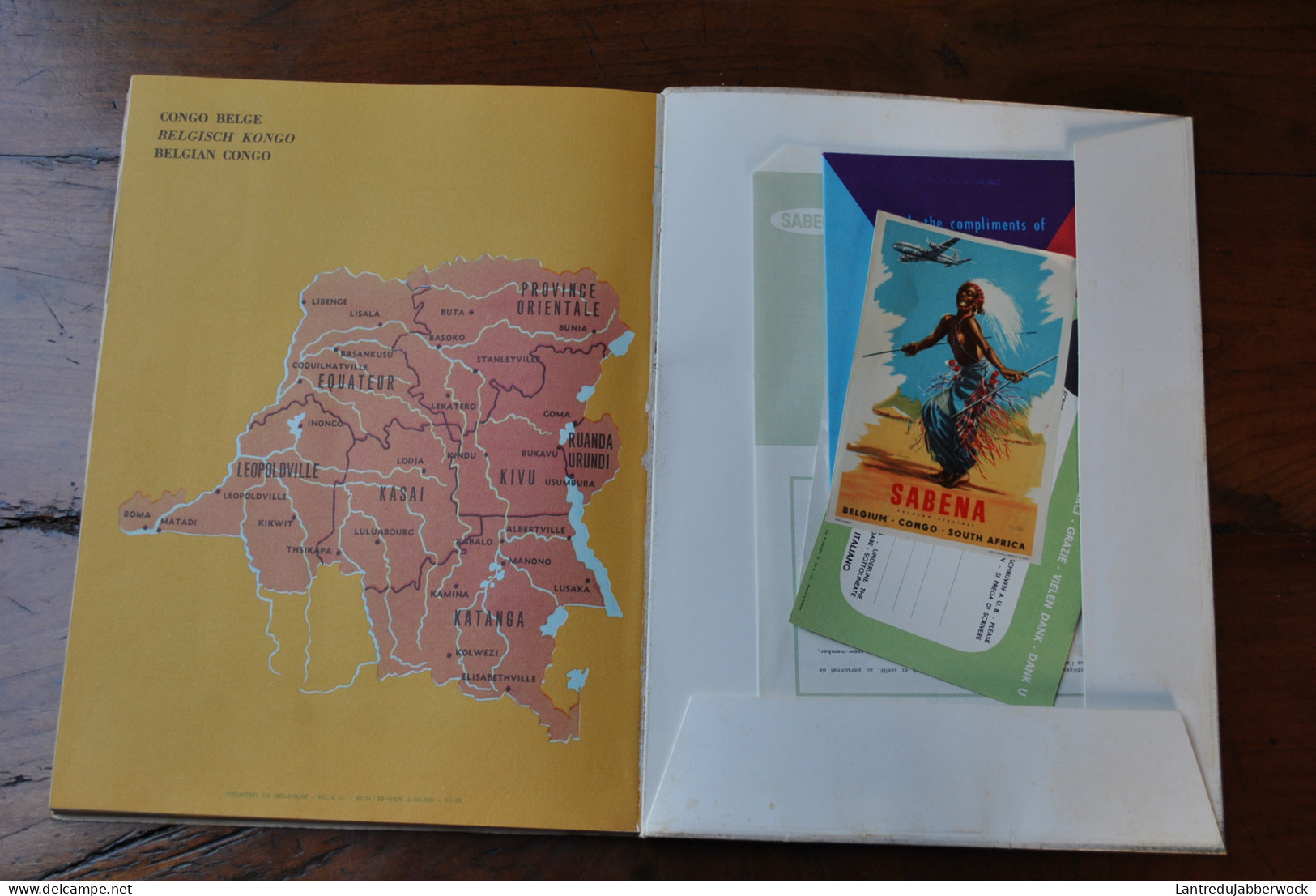 SABENA Belgian Airlines Brochure 2 Offerte Aux Passagers 1956 Plan DC-7C DC-6 + Documents Afrique Congo Belge Publicités - Pubblicità