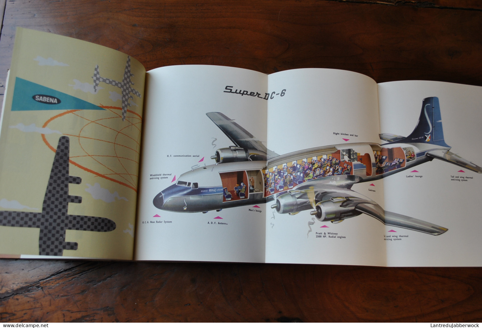 SABENA Belgian Airlines Brochure 2 offerte aux passagers 1956 Plan DC-7C DC-6 + documents Afrique Congo Belge publicités