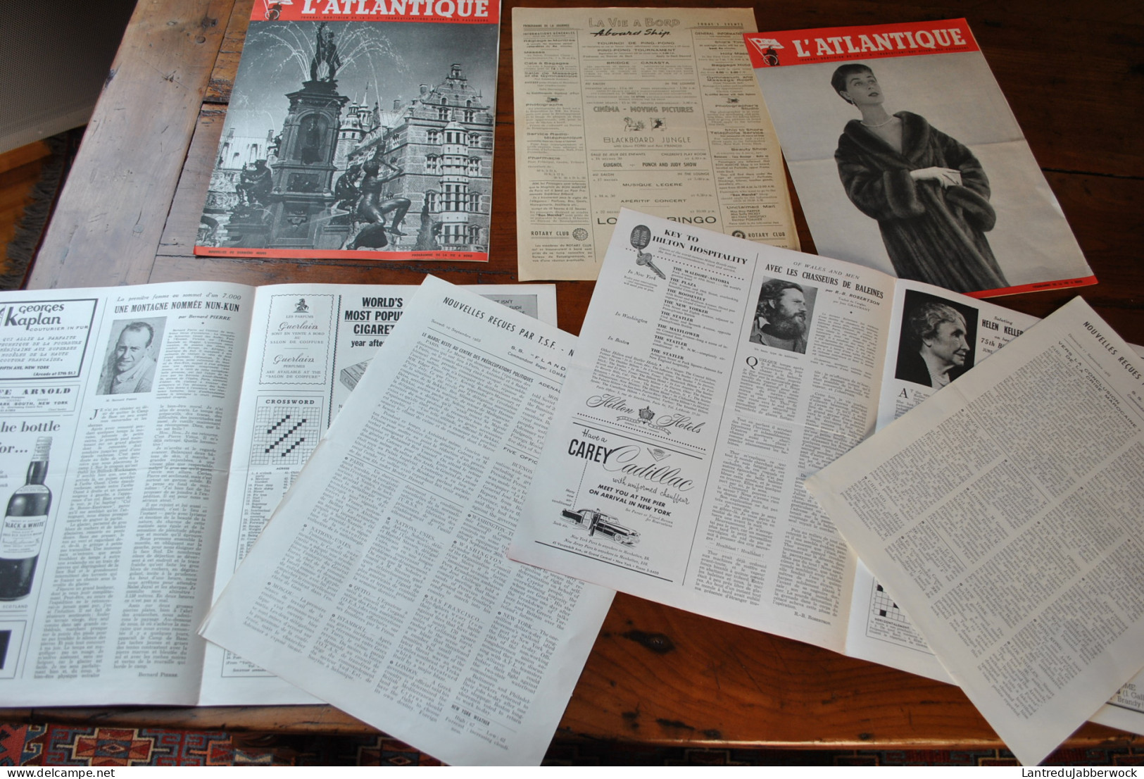 L'Atlantique Journal Quotidien Cie Gle Transatlantique Offert Aux Passagers 1955 Programme De La Vie à Bord French Line - Otros & Sin Clasificación