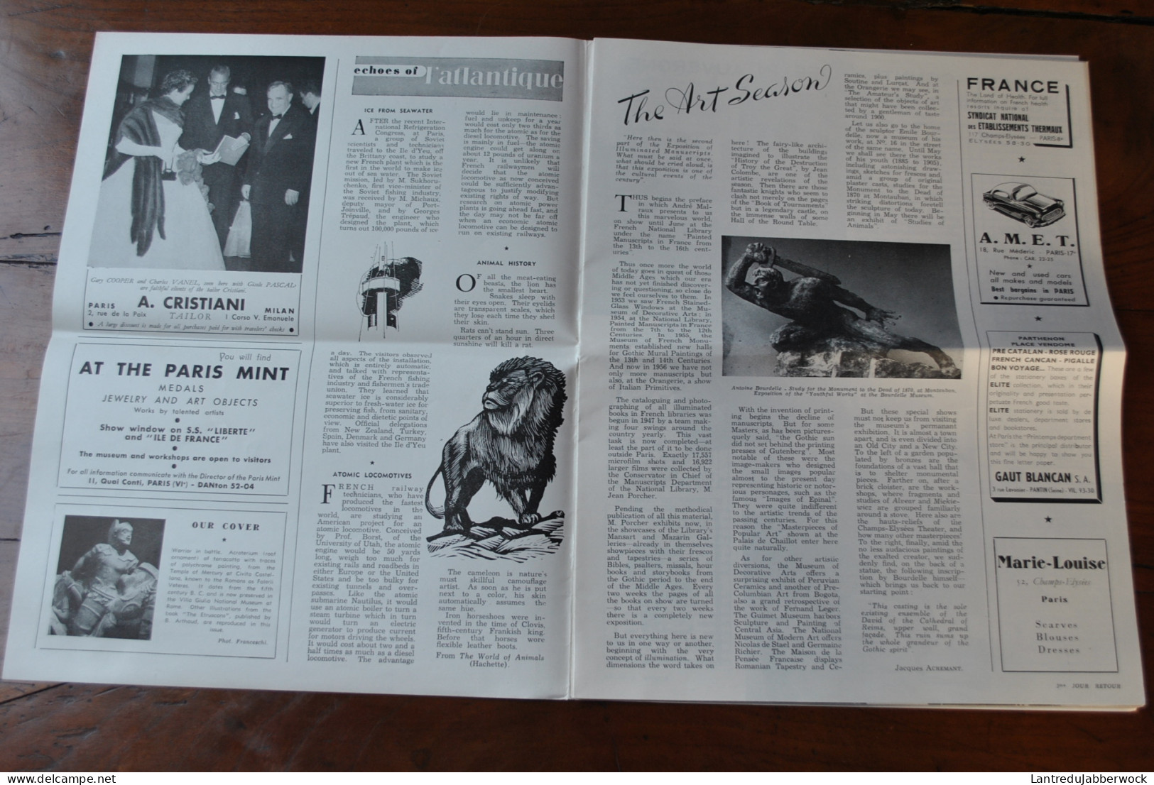 L'Atlantique Journal Quotidien Cie Gle Transatlantique Offert Aux Passagers 1956 Programme De La Vie à Bord French Line - Autres & Non Classés