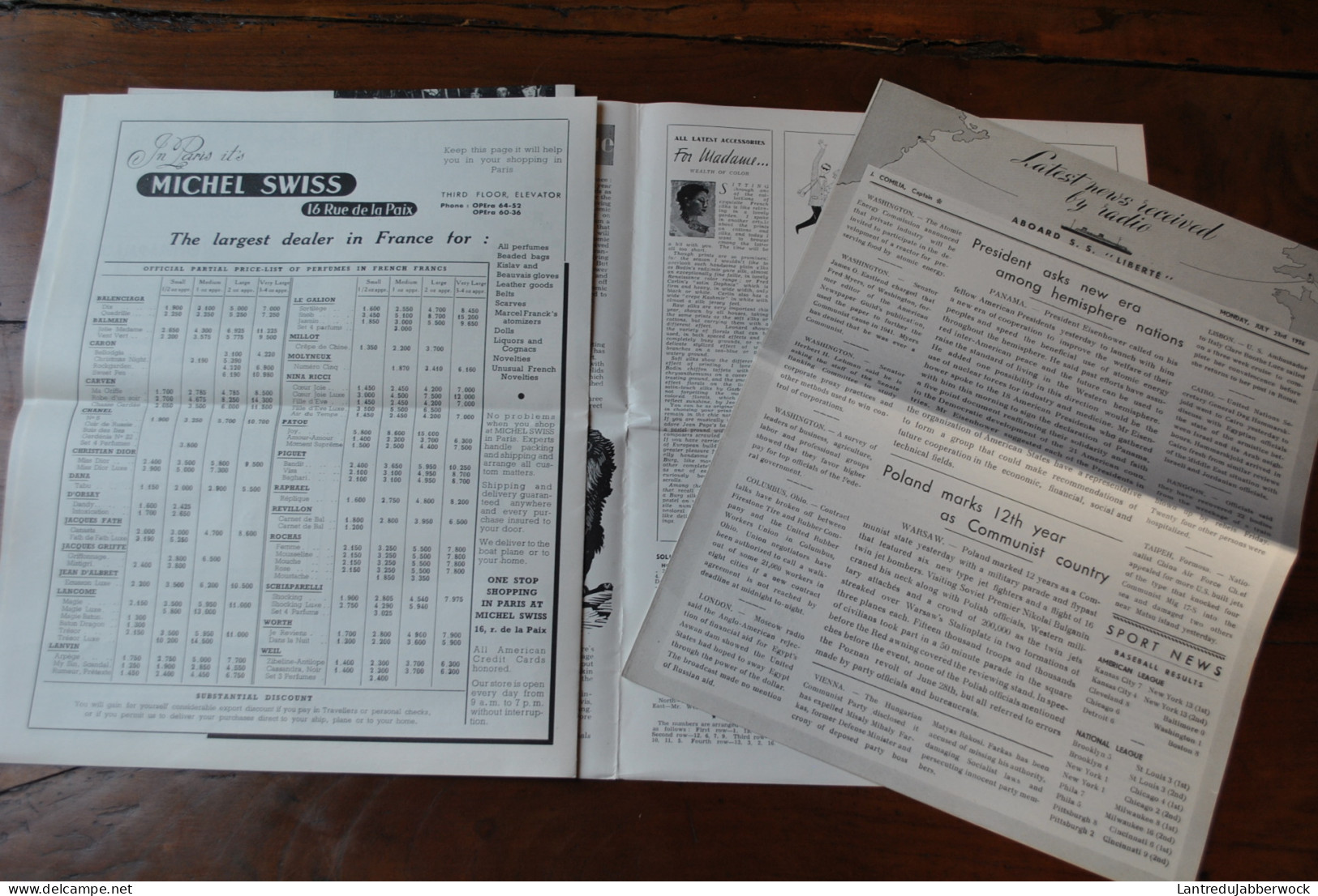 L'Atlantique Journal Quotidien Cie Gle Transatlantique Offert Aux Passagers 1956 Programme De La Vie à Bord French Line - Autres & Non Classés