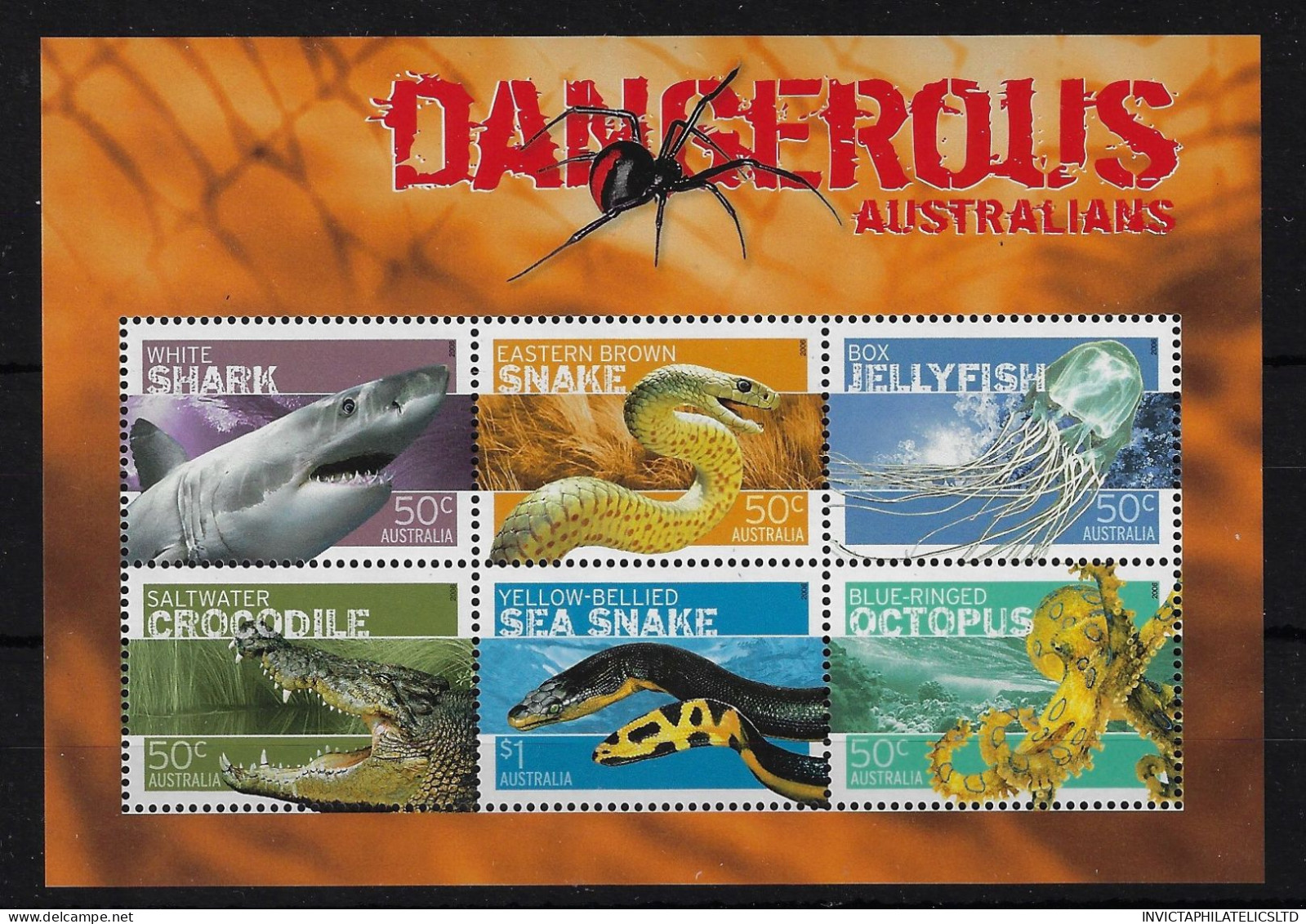 AUSTRALIA MS2709, 2006 DANGEROUS ANIMALS MINI SHEET MNH - Mint Stamps