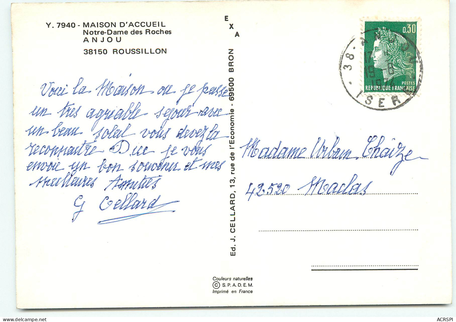 ROUSSILLON  Maison D'accueil Notre Dame Des Roches ANJOU édition Cellard  UU1508 - Roussillon