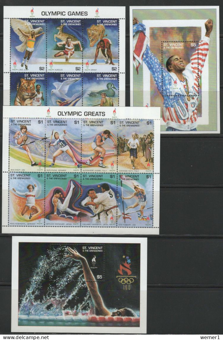 St. Vincent 1995 Olympic Games Atlanta, Swimming, Judo, Athletics Etc. Set Of 2 Sheetlets + 2 S/s MNH - Estate 1996: Atlanta