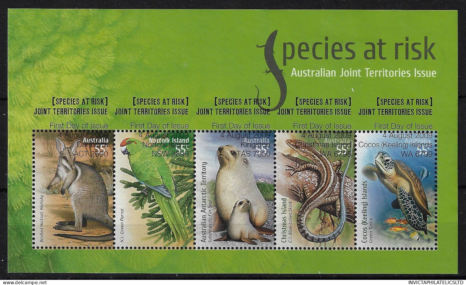 AUSTRALIA MS3252, 2009 SPECIES AT RISK MINIATURE SHEET, FINE USED C.T.O. - Usados